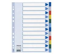 Divisori per raccoglitori in PPL Esselte - 092157 Divisori in PPL per raccoglitori formato A4 da 12 tasti di colori assortiti in confezione da 1 Pz.