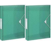 Leitz Esselte Scatola Portadocumenti in Formato A4, Contiene fino a 200 Fogli, Utilizzabile a Casa e in Ufficio, Gamma Colour'Breeze, Motivo in Rilievo, Dorso da 25 mm - Verde (Confezione da 2)