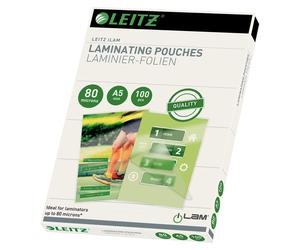 Leitz iLAM A5 Glossy Laminating Pouches, 80 microns, Pack of 100 Clear a5 2x80
