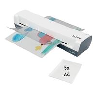 Leitz iLAM Plastificatrice Home, Formato A3, 2 Rulli, Colore Bianco/Grigio, 74320001 - bianco plastica 74320001