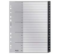 Leitz Indice, 20 Schede A-Z, Formato A4 Extra Largo, Plastica Riciclata al 90%, Ecologico, Qualità Premium, Gamma Recycle, Nero, 12190000