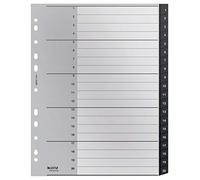 Leitz Indice, Schede Numeriche 1-20, Formato A4 Extra Largo, Plastica Riciclata al 90%, Ecologico, Qualità Premium, Gamma Recycle, Nero, 12110000