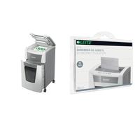 LEITZ IQ Autofeed 300 P-5 Office, Distruggi documenti Automatico, 300 Fogli, Taglio micro, Capacità 60 litri, 80160000 + 12 fogli oleati lubrificati per manutenzione distruggidocumenti 80070000