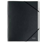 Leitz Cartella di archiviazione A4 – Indice 6 scomparti – Chiusura fasce elastiche angolari – Nero