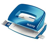 Leitz Mini Perforatore, Capacità fino a 10 Fogli, Barra di Selezione del Formato, Metallo, Gamma WOW, Box, Blu