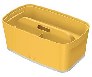Leitz MyBox Contenitore con coperchio Small + Vassoio organizer con maniglia, Gamma Cosy, Giallo Caldo, 52634019