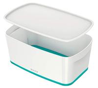Leitz MyBox WOW Contenitore con Coperchio S, per Archiviare Accessori per Ufficio e Casa, Bianco e Acquamarina, 52291051