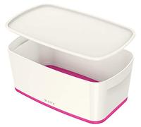 Leitz MyBox WOW Contenitore con Coperchio S, per Archiviare Accessori per Ufficio e Casa, Bianco e Fucsia, 52291023