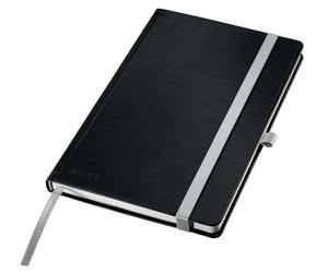 Leitz Notebook Style A5 a quadretti, copertina rigida, 160 pagine, 80 fogli, carta certificata FSC da 100 g/m², fascia elastica e segnalibro, per ufficio e casa, nero, 44861094