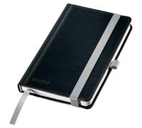 Leitz Notebook Style A6 a quadretti, copertina rigida, 160 pagine, 80 fogli, carta certificata FSC da 100 g/m², fascia elastica e segnalibro, per ufficio e casa, nero, 44911094