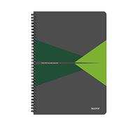 LEITZ OFFICE Blocco per appunti, Formato A4 , Rilegatura a spirale, Copertina in PP, 90 Fogli, Righe, Verde - 44960055