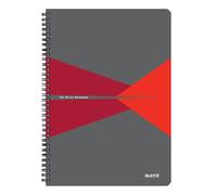 Leitz Office Quaderno a righe A4, copertina in cartone, rilegatura a spirale, apertura a 360 gradi, 180 pagine/90 fogli, carta certificata FSC (80 g/m²), per ufficio e scuola, Rosso, 46481025