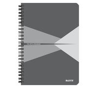 Leitz Office Quaderno a righe A5, copertina in cartone, rilegatura a spirale, apertura a 360 gradi, 180 pagine/90 fogli, carta certificata FSC (80 g/m²), per ufficio e scuola, Grigio,44591085