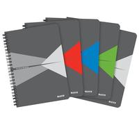 Leitz Office Quaderno a righe A5, copertina PP, rilegatura a spirale, apertura a 360 gradi, 180 pagine/90 fogli, carta certificata FSC (80 g/m²), per ufficio e scuola, Assorito, 5 pezzi, 44991099