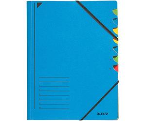 Leitz Office Range 39070035 - Quaderno divisorio, Formato A4, Contiene Fino a 200 Fogli, 7 Scomparti, Chiusura Elastica, Colore: Blu