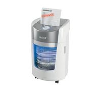 Leitz IQ OptiMax Small Office 350 Distruggi Documenti in P5, Distrugge Fino a 8 Fogli (80 g/m²), Distruggidocumenti Silenzioso, Autonomia di 20 Minuti, Capacità di 22 L, 350 mm x A4, Bianco, 83590000
