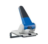 Leitz Pratica e Robusta Perforatrice da Ufficio, Capacità fino a 65 Fogli, Blu, Metallo, Guida di Arresto con Barra di Selezione del Formato, 51800035