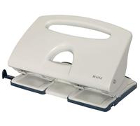 Leitz Perforatrice da Ufficio a 4 Fori, Capacità fino a 40 fogli, Grigio Chiaro, Metallo, Guida di Arresto con Barra di Selezione del Formato, 51320085