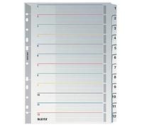 Leitz plastikregister wiederbeschreibbar 1 - 12, formato A4, 12 linguette, in polipropilene, colore: grigio