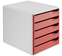 Leitz Post Cassettiera a 5 Cassetti, Organizer per Riporre Documenti, Cataloghi e Riviste in Formato A4, Adatta per Casa e Ufficio, Rosso, 52800025