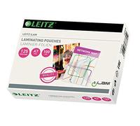 Leitz Quality Buste Pouch per la Plastificazione Ermetica, Formato A7, 3 x 125 Micron, 33805 - trasparente 33805