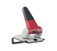 Leitz Pratica e Robusta Perforatrice da Ufficio, Capacità fino a 65 Fogli, Rosso, Metallo, Guida di Arresto con Barra di Selezione del Formato, 51800025