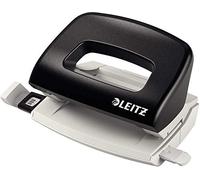 Leitz Pratica Mini Perforatrice da Ufficio, Capacità fino a 10 Fogli, Nero, Metallo, Guida di Arresto con Barra di Selezione del Formato, Gamma NeXXt, 50580095