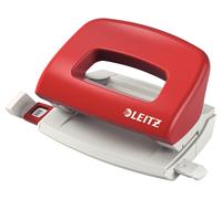 Leitz Pratica Mini Perforatrice da Ufficio, Capacità fino a 10 Fogli, Rosso, Met