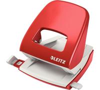Leitz Pratica Perforatrice da Ufficio, Capacità fino a 30 Fogli, Rosso, Metallo, Guida di Arresto con Barra di Selezione del Formato, Gamma NeXXt, 50086025