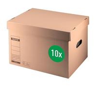 Leitz Premium 60810000 - Scatola per 4 raccoglitori A4 larghi o 7 stretti e altro ancora, con coperchio, confezione di cartone pieghevole, 100% riciclabile, 10 pezzi, marrone, 60810000