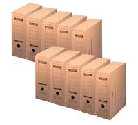 Leitz Premium 60860000 - Scatola per archivio con chiusura a linguetta, 10 pezzi, riciclabile al 100%, certificata FSC, colore: Marrone naturale