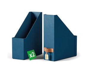 Leitz Puro, Set di 2 Resistenti Portariviste A4, Compatibili con mobili a cubo e Ripiani Portaoggetti, Capacità 900 Fogli (80 g/m²), Organizer per Ufficio e Casa, 10 x 26 x 31 cm, Blu Marino