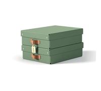 Leitz Puro, Set di 2 Scatole portaoggetti medie basse con Coperchio, Resistenti, Impilabili, Compatibili con mobili a Cubo e Ripiani, per Casa e Ufficio, Capacità 8 litri, 27 x 37 x 10 cm, Verde Malva