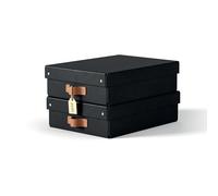 Leitz Puro, Set di 2 Scatole portaoggetti medie basse con Coperchio, Resistenti, Impilabili, Compatibili con mobili a Cubo e Ripiani, per Casa e Ufficio, Capacità 8 litri, 27 x 37 x 10 cm, Antracite
