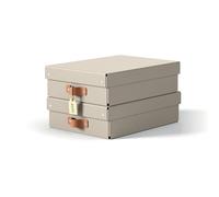 Leitz Puro, Set di 2 Scatole portaoggetti medie basse con Coperchio, Resistenti, Impilabili, Compatibili con mobili a Cubo e Ripiani, per Casa e Ufficio, Capacità 8 litri, 27 x 37 x 10 cm, Tortora