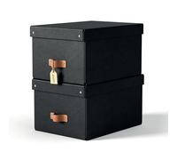 Leitz Puro, Set di 2 Scatole portaoggetti medie con Coperchio, Resistenti, Impilabili, Compatibili con mobili a Cubo e Ripiani, per Casa e Ufficio, Capacità di 17 litri, 27 x 37 x 20 cm, Antracite