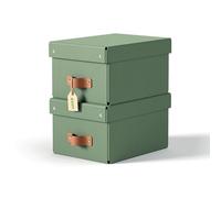 Leitz Puro, Set di 2 Scatole portaoggetti piccole con Coperchio, Resistenti, Impilabili, Compatibili con mobili a Cubo e Ripiani, per Casa e Ufficio, Capacità 7 litri, 20 x 28 x 15 cm, Verde Malva