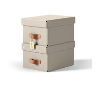 Leitz Puro, Set di 2 Scatole portaoggetti piccole con Coperchio, Resistenti, Impilabili, Compatibili con mobili a Cubo e Ripiani, per Casa e Ufficio, Capacità 7 litri, 20 x 28 x 15 cm, Tortora