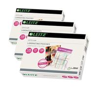 Leitz Quality Buste Pouch per la Plastificazione Ermetica, Formato A7, 2 x 125 Micron (Confezione da 3)
