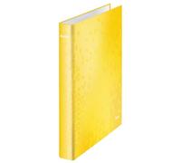 Leitz Raccoglitore a 2 anelli, Capacità fino a 230 fogli, Gamma WOW, Dorso 40 mm, 42410016 - Formato A4, Giallo