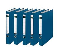 Leitz Raccoglitore ad anelli in plastica senza fessure, formato A4, confezione da 5, blu, larghezza dorso 3,5 cm, copertina laminata in PP, 10140035