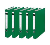 Leitz Raccoglitore ad anelli in plastica senza fessure, formato A4, confezione da 5, verde, larghezza dorso 3,5 cm, copertina laminata in PP, 10140055