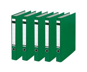 Leitz Raccoglitore ad anelli in plastica senza fessure, formato A4, confezione da 5, verde, larghezza dorso 3,5 cm, copertina laminata in PP, 10140055