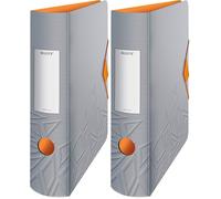 Leitz Raccoglitore con Meccanismo a Leva 180° Urban Chic, Formato A4, Dorso 8.2 cm, Grigio Scuro (Confezione da 2)
