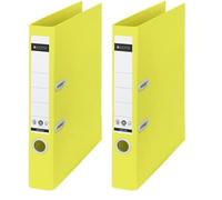 Leitz Registratore con Meccanismo a Leva con Apertura a 180°, F.to A4, Dorso da 55 mm, Capacità 350 fogli A4, 100% Riciclabile, Ecologico, Gamma Recycle, 55x320x285 mm, Giallo, 10 pz, 10190015