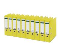 Leitz Registratore con Meccanismo a Leva con Apertura a 180°, F.to A4, Dorso da 80 mm, Capacità 600 fogli A4, 100% Riciclabile, Ecologico, Gamma Recycle, 80x320x285 mm, Giallo, 10 pz, 10180015