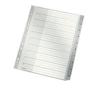 Leitz Rubrica con Tasti 1-10, Formato A4, Formato Extra Largo, Grigio, Divisori in Polipropilene Robusto con Pagina Indice, 12800000