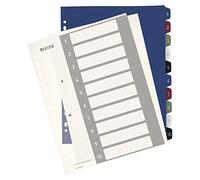 Leitz Rubrica con Tasti 1-10, Stampabile Al Pc, Formato A4, Polipropilene Robusto, Formato Extra Largo, Bianco/Multicolore, Gamma Style, 12370000