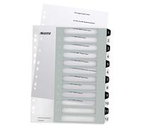 Leitz Rubrica con Tasti 1-12, Stampabile Al Pc, Formato A4, Formato Extra Largo, Polipropilene Robusto, Bianco/Nero, Gamma Wow, 12160000