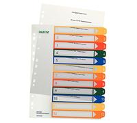 Leitz Rubrica con Tasti 1-12, Stampabile Al Pc, Formato A4, Polipropilene Robusto, Formato Extra Largo, Bianco/Multicolore, 12940000